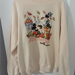 Disney Cream Sweater - Mickey and Minnie Autumn Design